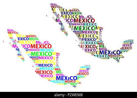 Sketch Mexico letter text map, Mexico - in the shape of the continent ...