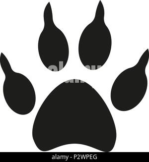 Black and white dog paw footprint silhouette Stock Vector