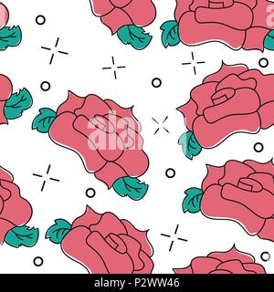 Seamless pattern with red roses on white background. Elegant design for wallpaper, wedding invitations, greeting cards, scrapbook, textile print. Vect Stock Vector