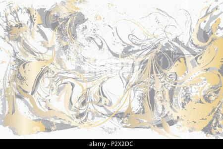 White and gray marble texture. Gold marbled pattern. Light vector surface. Stock Vector
