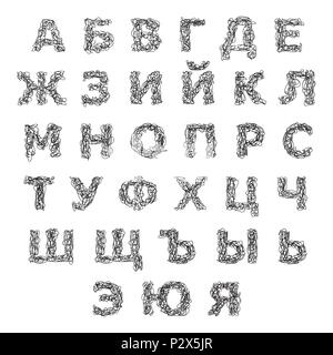 Vector hand drawn doodle cyrillic alphabet. EPS 10 Stock Vector