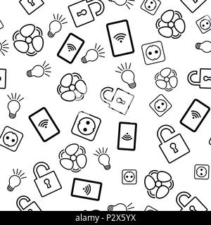 Seamless pattern with icons on white background Stock Vector