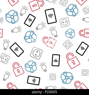 Seamless pattern with icons on white background Stock Vector