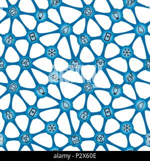 Seamless grid on transparent background. Internet of things Stock Vector