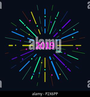 round hipster colorful frame 2019 Stock Vector
