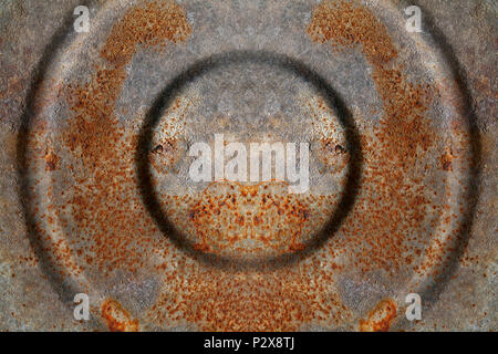 Rusty galvanized iron with circles. Stock Photo