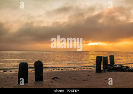 beautiful golden sunrise over Joss bay, broadstairs, Kent, England Stock Photo