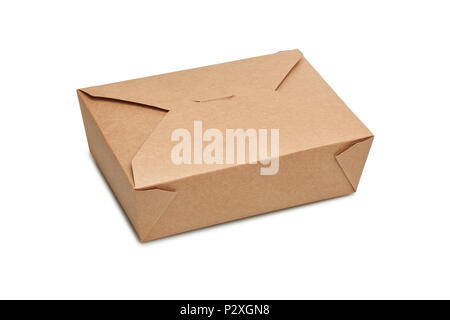 Delivery blank carton box for ready to eat food isolated on white with clipping path Stock Photo