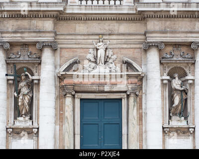 Detail of the Baroque style facade of the Basilica of Santa Maria in Porto in Ravenna, Italy. Stock Photo