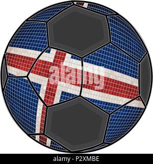 Iceland flag with soccer ball background - Illustration,  Soccer football ball with Icelandic flag,  Abstract grunge mosaic vector Stock Vector