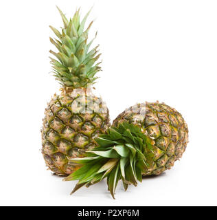 two big pineapples on a white background isolated Stock Photo