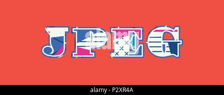 The word JPEG concept written in colorful abstract typography. Vector EPS 10 available. Stock Vector
