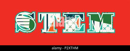 The word STEM concept written in colorful abstract typography. Vector EPS 10 available. Stock Vector