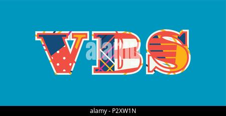 The word VBS concept written in colorful abstract typography. Vector EPS 10 available. Stock Vector