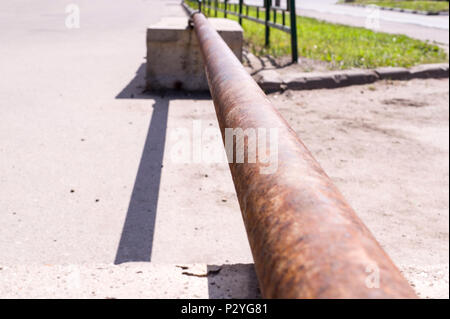 rusty iron pipe with perspective. industrial, objects. Stock Photo