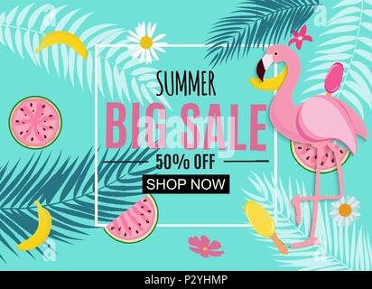 Summer sale banner template design vector illustration for