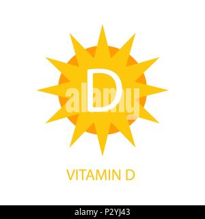 Vitamin D Icon with Sun Vector Illustration Stock Vector