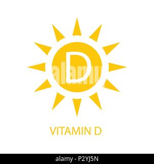 Vitamin D Icon with Sun Vector Illustration Stock Vector