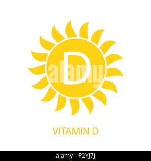 Vitamin D Icon with Sun Vector Illustration Stock Vector