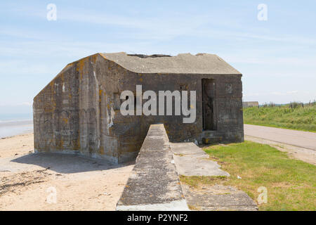 Partly destroyed german bunker on DDAY Landing Beach 'Utah Beach  ' Normandy Stock Photo