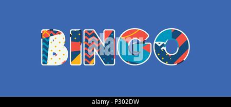 The word BINGO concept written in colorful abstract typography. Vector EPS 10 available. Stock Vector