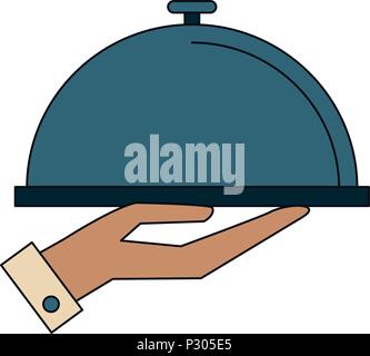 Hand holding dish dome Stock Vector