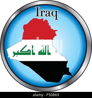 Vector Illustration for Iraq, Round Button. Stock Vector