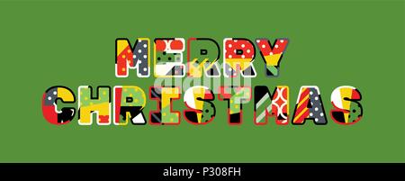 The words MERRY CHRISTMAS concept written in colorful abstract typography. Vector EPS 10 available. Stock Vector