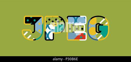 The word JPEG concept written in colorful abstract typography. Vector EPS 10 available. Stock Vector
