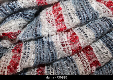 Fold of a scarf in red, white and blue. Stock Photo