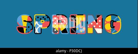 The word SPRING concept written in colorful abstract typography. Vector EPS 10 available. Stock Vector