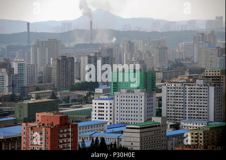 Pyongyang, North Korea, view of high-rise buildings in the center Stock ...