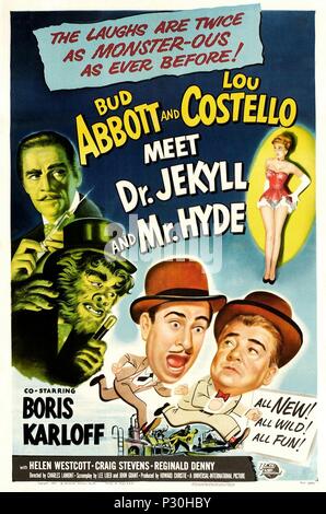 Original Film Title: ABBOTT AND COSTELLO MEET DR. JEKYLL AND MR. HYDE.  English Title: ABBOTT AND COSTELLO MEET DR. JEKYLL AND MR. HYDE.  Film Director: CHARLES LAMONT.  Year: 1953. Credit: UNIVERSAL INTERNATIONAL / Album Stock Photo