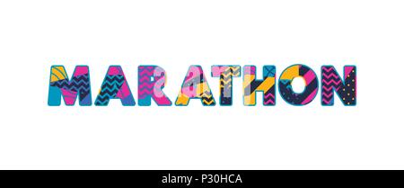 The word MARATHON concept written in colorful abstract typography. Vector EPS 10 available. Stock Vector