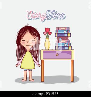 Girl with books cartoons Stock Vector