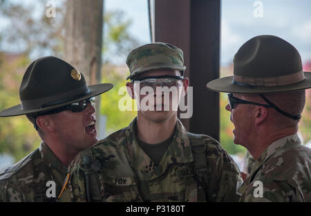 New Soldiers arriving for their first day of Basic Combat Training, Aug. 19, with Company F, 1st Battalion, 34th Infantry Regiment on Fort Jackson, S.C. are 'welcomed' by drill sergeants from both the U.S. Army and U.S. Army Reserve. The reserve drill sergeants are from the 98th Training Division  (IET), 108th Training Command (Initial Entry Training) currently fulfilling their 29-day annual training commitment. (U.S. Army Reserve photo by Sgt. 1st Class Brian Hamilton/ released) Stock Photo