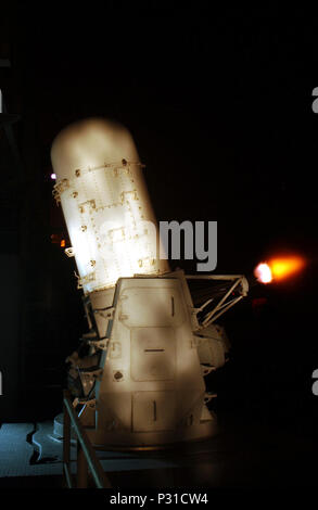 Phalanx CIWS firing on USS Theodore Roosevelt (CVN-71) c1987 Stock ...