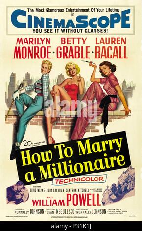 Original Film Title: HOW TO MARRY A MILLIONAIRE.  English Title: HOW TO MARRY A MILLIONAIRE.  Film Director: JEAN NEGULESCO.  Year: 1953. Credit: 20TH CENTURY FOX / Album Stock Photo