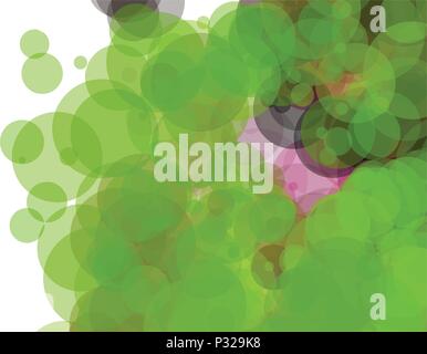 Green and pink bubbles, grunge background vector. Ink splatter, blots, spot elements. Watercolor paint splashes pattern, fluid stains spots background Stock Vector