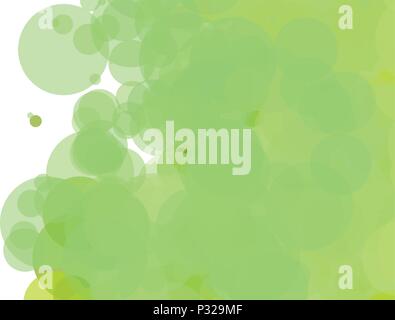 Green bubbles, grunge background vector. Ink splatter, blots, spot elements. Watercolor paint splashes pattern, fluid stains spots background. Stock Vector