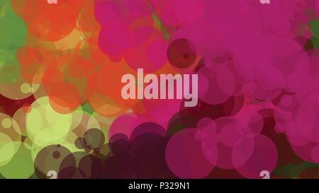 Magenta, orange, and green bubbles, grunge background vector. Ink splatter, blots, spot elements. Watercolor paint splashes pattern, fluid stains spot Stock Vector