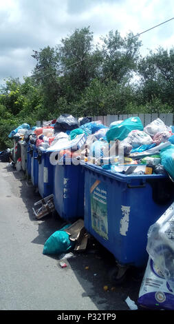 Corfu, Greece, 17 June 2018. Growing concern to health in Corfu, Greece as refuse collections have not been made in many areas for over two months due to dispute with local residents over landfill operations Credit: AMANDA YOUNG/Alamy Live News Stock Photo