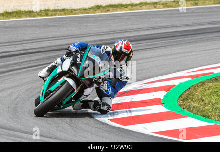 ALEX CRIVILLE with the ENEL MOTOE BIKE during the MotoGP race of the race of the Catalunya Grand Prix at Circuit de Barcelona racetrack in Montmelo, near Barcelona on June 17, 2018 (Photo: Alvaro Sanchez) Stock Photo