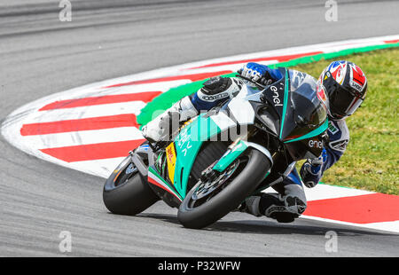 ALEX CRIVILLE with the ENEL MOTOE BIKE during the MotoGP race of the race of the Catalunya Grand Prix at Circuit de Barcelona racetrack in Montmelo, near Barcelona on June 17, 2018 (Photo: Alvaro Sanchez) Stock Photo