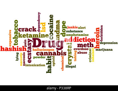 Drug names, word cloud concept on white background. Stock Photo