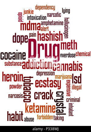 Drug names, word cloud concept on white background. Stock Photo