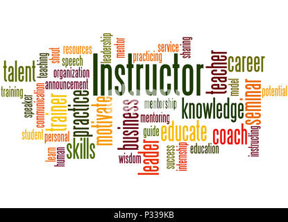 Instructor, word cloud concept on white background. Stock Photo