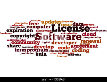 Software License, word cloud concept on white background. Stock Photo