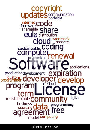 Software License, word cloud concept on white background. Stock Photo