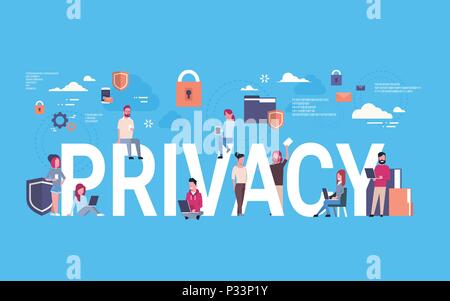 business team over GDPR isometric infographic data privacy background. network protection of personal storage General Data Protection Regulation concept Stock Vector